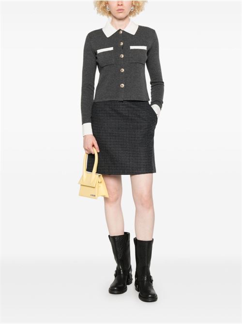 Cardigan con colletto a contrasto SELF PORTRAIT | PF25048CGREY